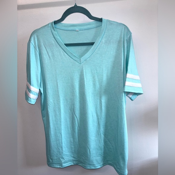 Tops - Set of 3: V-Neck Tee with White Sleeve Stripes